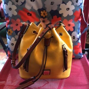 Dooney and Bourke Cooper Pebble Leather Drawstring Bag ( Dandelion)